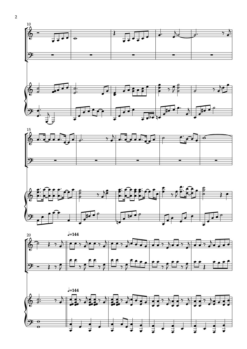 Partitura de I Will Follow Him arreglada para trío de violín, violonchelo y piano