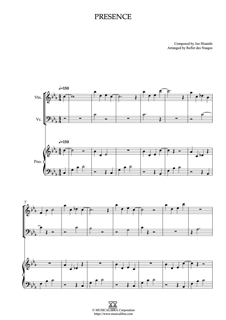 Partitura de Robot Carnival Presence arreglada para trío de violín, violonchelo y piano