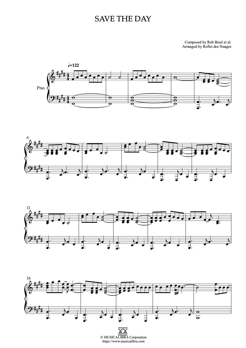 Sheet music of Hoppers Save the Day arranged for piano solo preview page 1