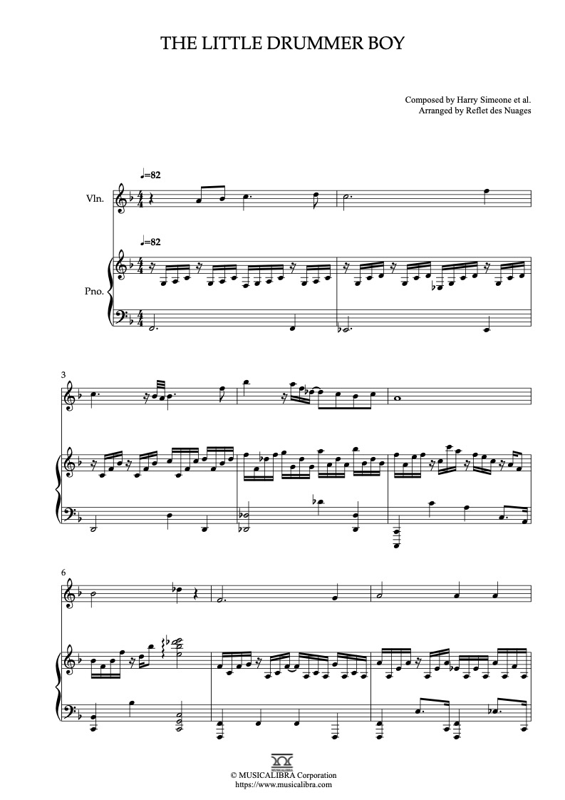[DUET SHEET MUSIC] The Little Drummer Boy - Violin and Piano Chamber ...