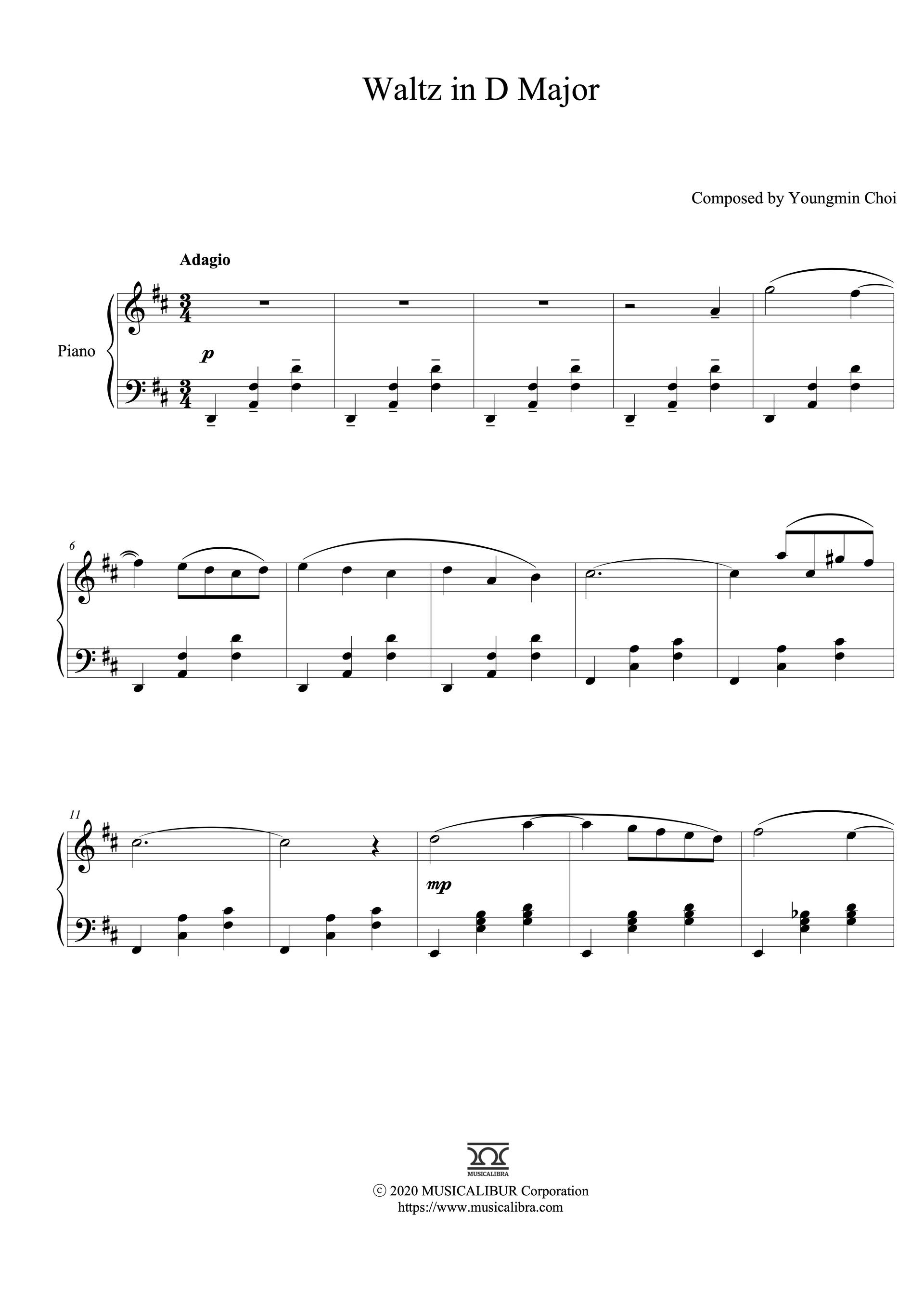 [PIANO SOLO SHEET MUSIC] Waltz in D Major : MUSICALIBRA