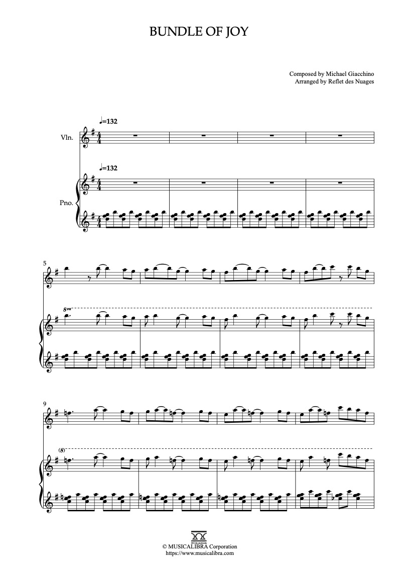 Partitura de Inside Out Bundle of Joy arreglada para dueto de violín y piano