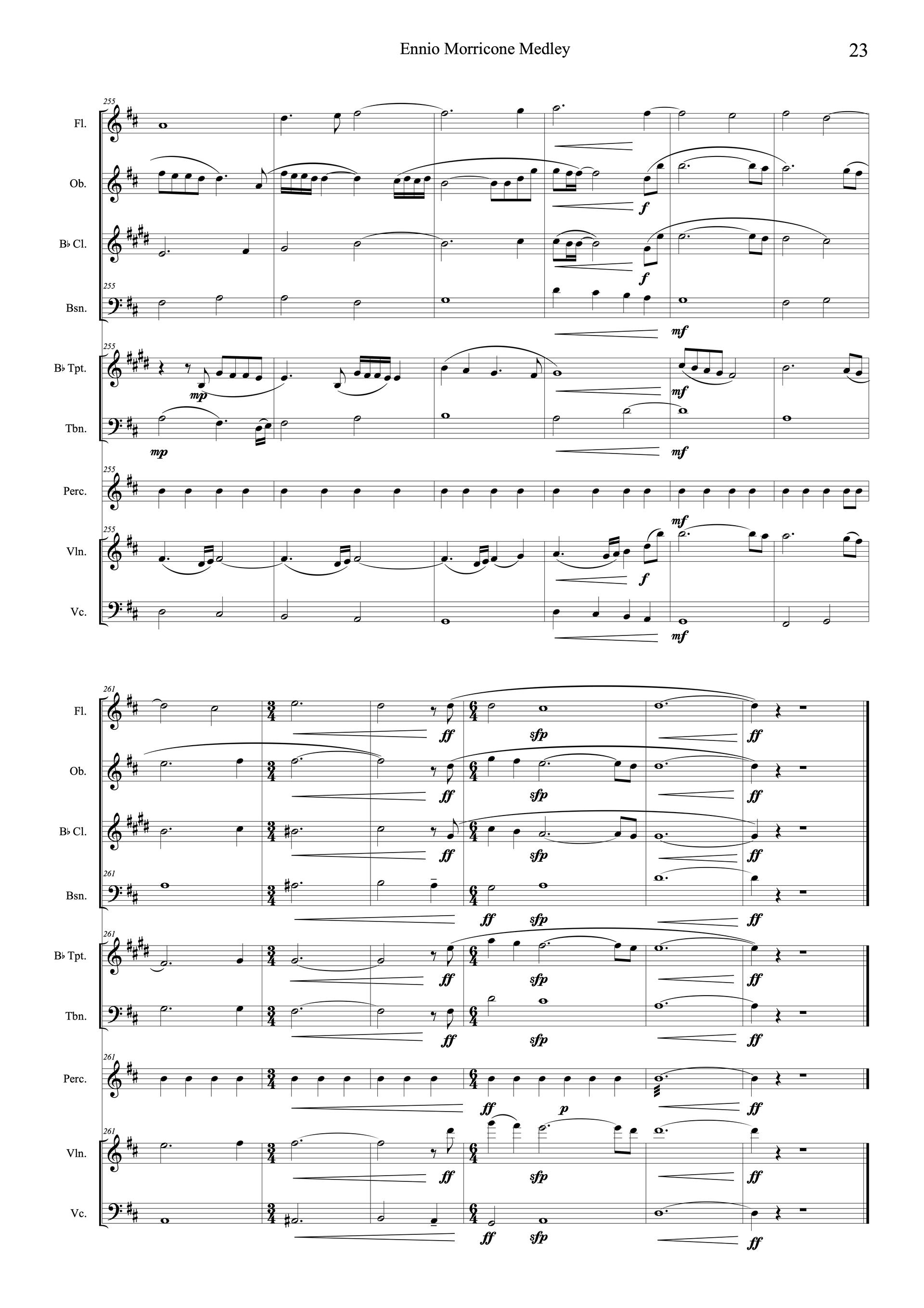 Sheet music of Ennio Morricone Medley arranged for chamber orchestra preview page 23