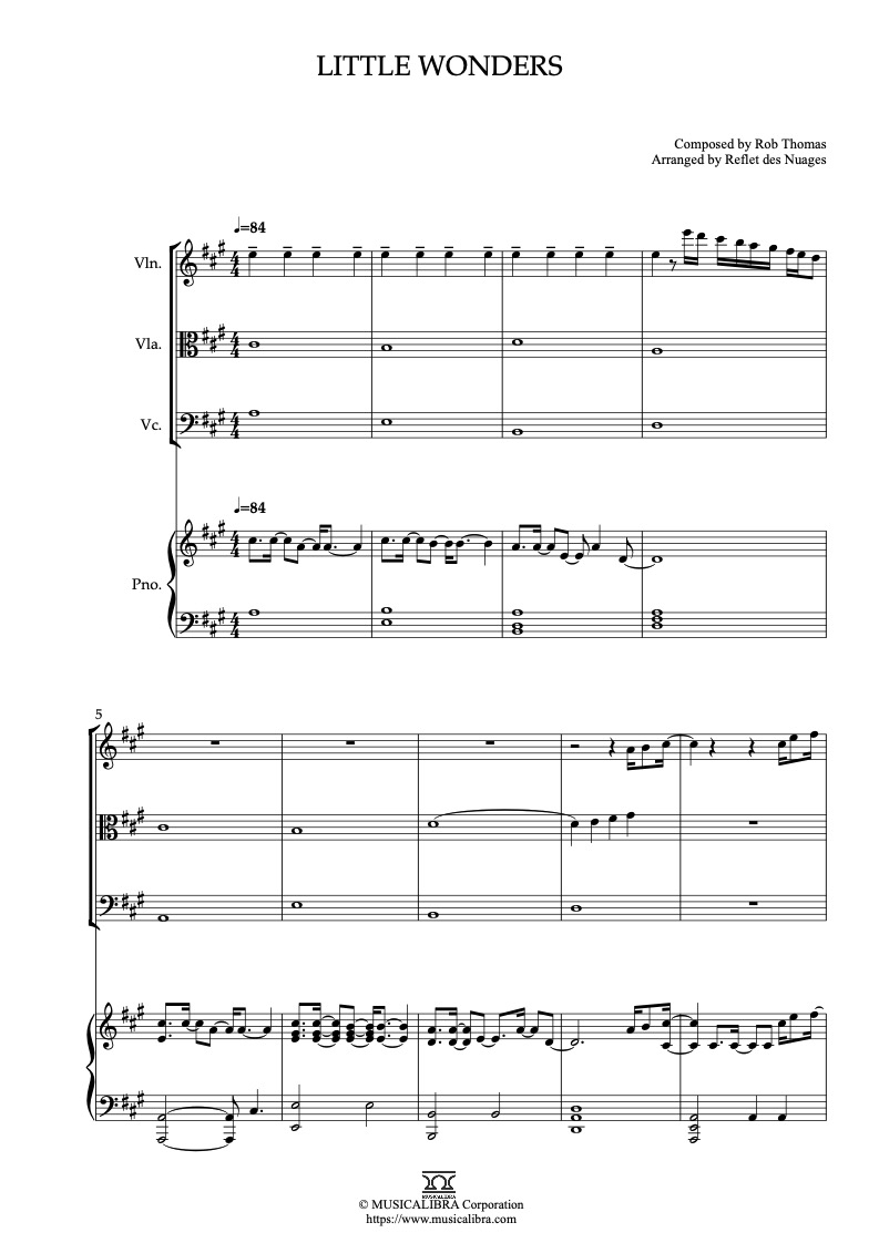 Meet the Robinsons Little Wonders 編曲楽譜 - ヴァイオリン、ビオラ、チェロ、ピアノ 室内楽 カルテット アンサンブル