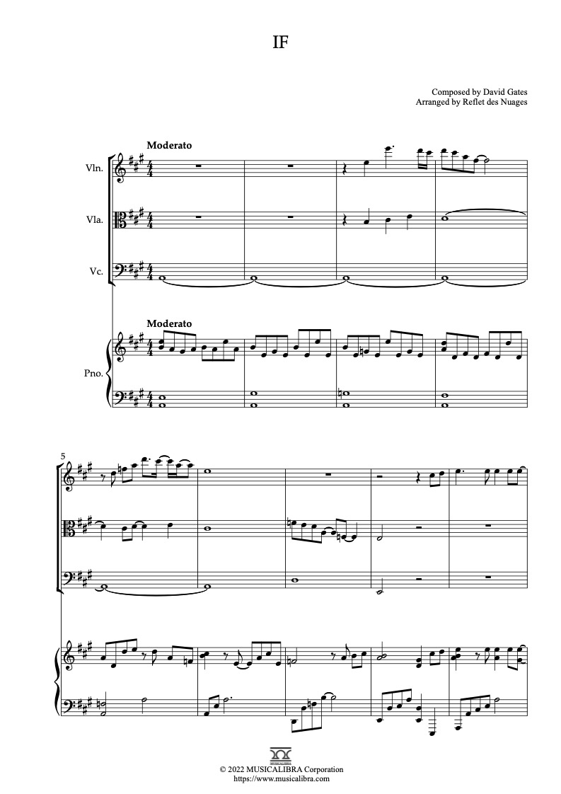 Partitura de If(Bread) arreglada para cuarteto de violín, viola, violonchelo y piano