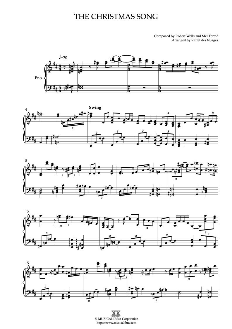 The Christmas Song 鋼琴 獨奏 樂譜
