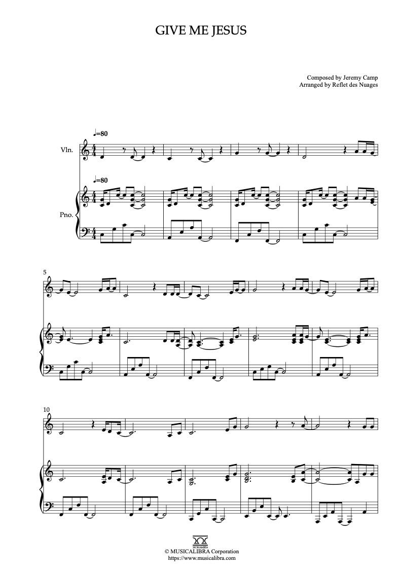 Bethel Music Give Me Jesus 二重奏 乐谱 - 小提琴, 钢琴
