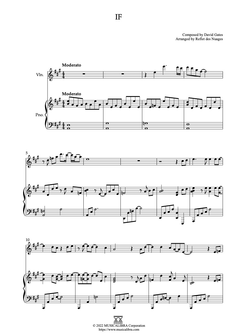 If(Bread) 二重奏 乐谱 - 小提琴, 钢琴