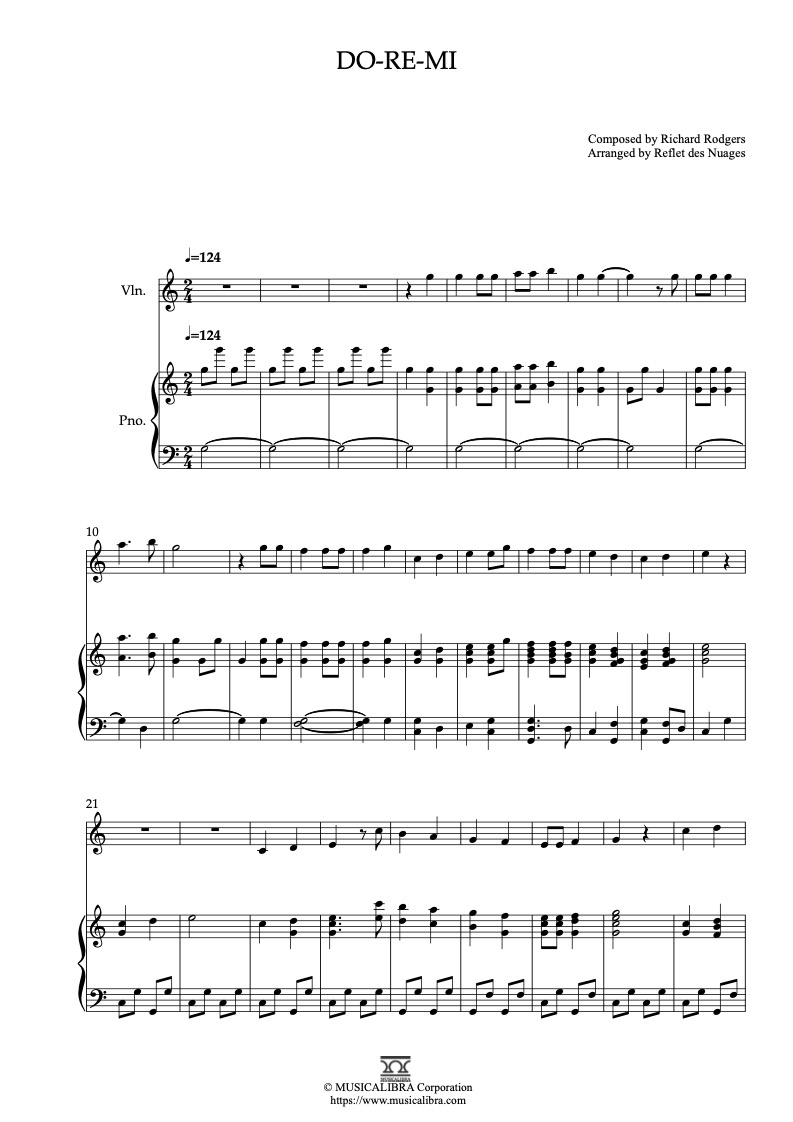 The Sound of Music Do-Re-Mi 二重奏 樂譜 - 小提琴, 鋼琴
