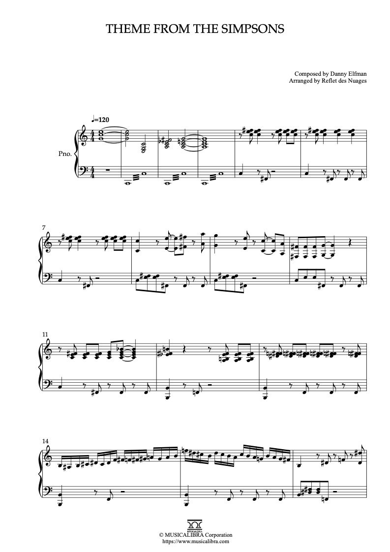 Theme from The Simpsons 钢琴 独奏 乐谱
