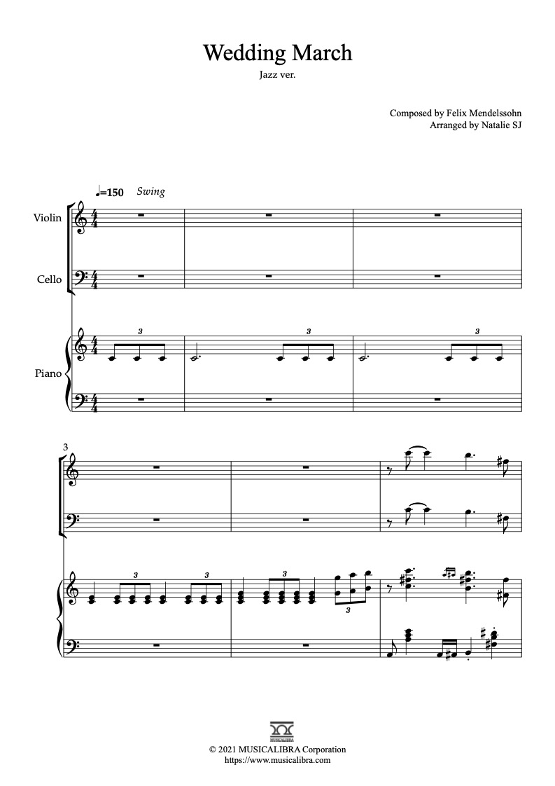 TRIO SHEET MUSIC] Peaches - Violin, Cello and Piano Chamber Ensemble :  Musicalibra