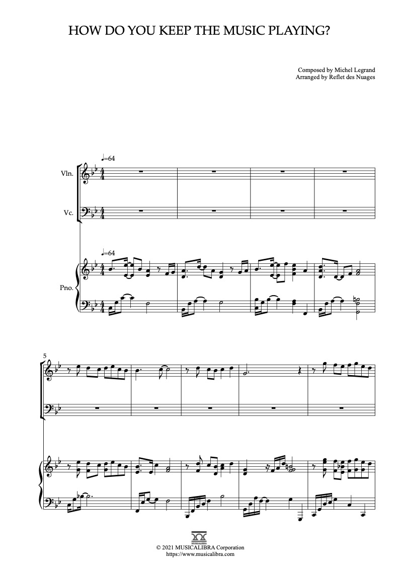 How Do You Keep the Music Playing? 바이올린, 첼로, 피아노 트리오 실내악 앙상블 편곡 악보