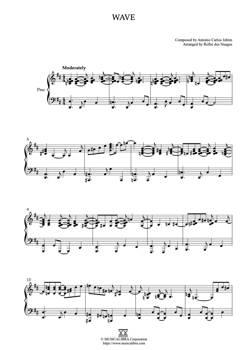 Antonio Carlos Jobim Wave 钢琴 独奏 乐谱