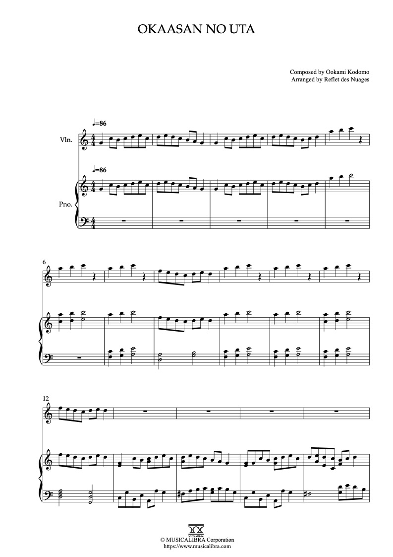 Sheet music of Invitation to Enchantment arranged for violin and piano duet preview page 1