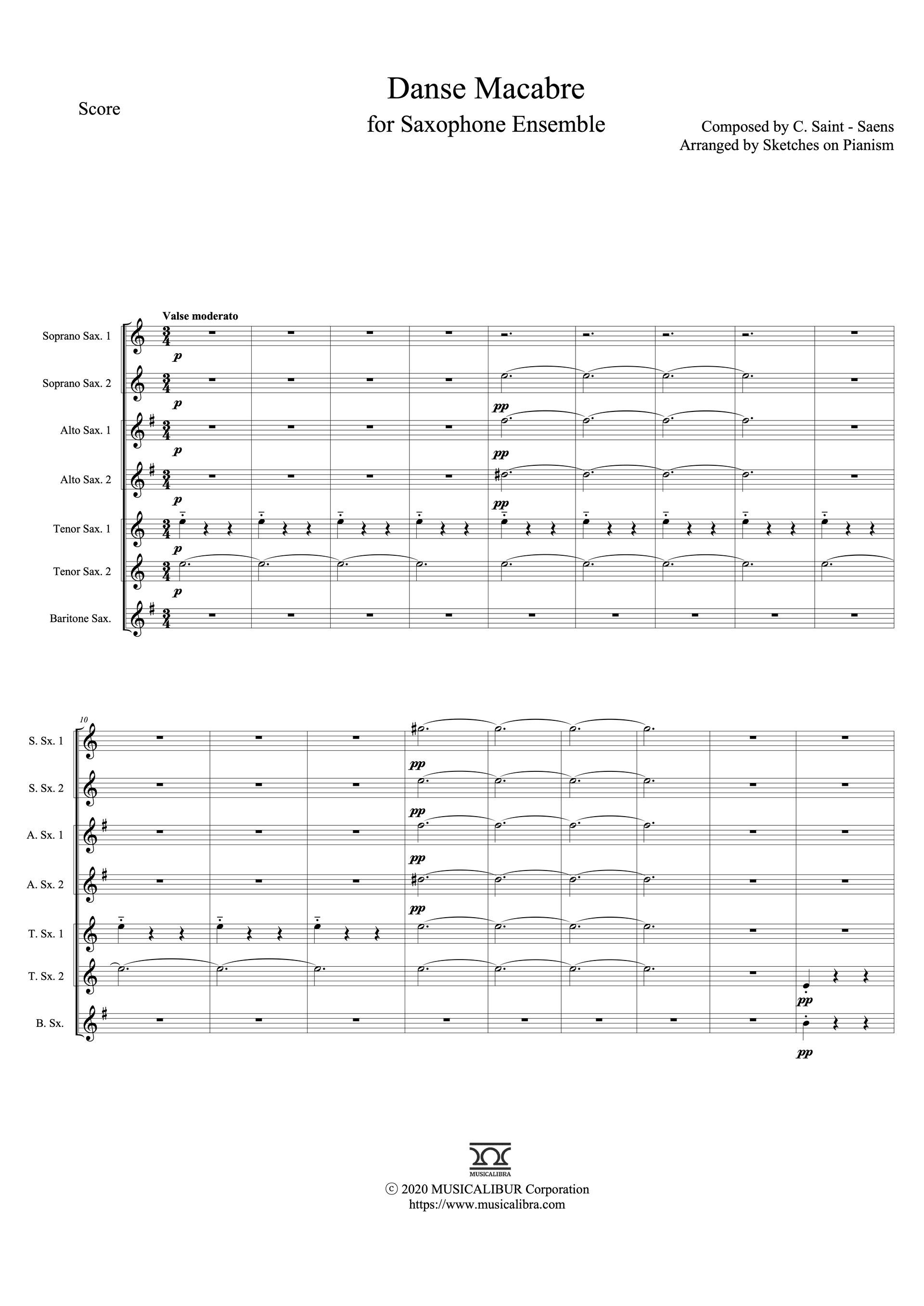 Saint-Saëns Danse Macabre 薩克斯 七重奏 樂譜