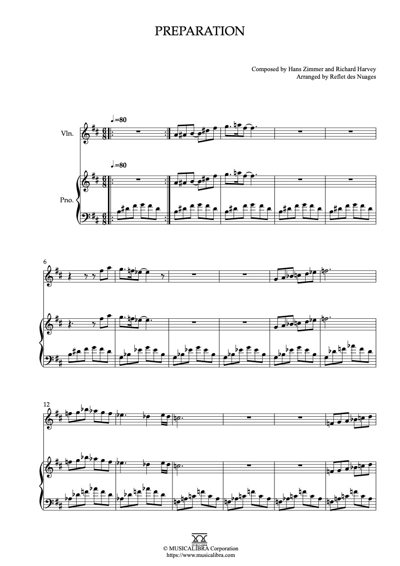 Partitura de The Little Prince Preparation arreglada para dueto de violín y piano