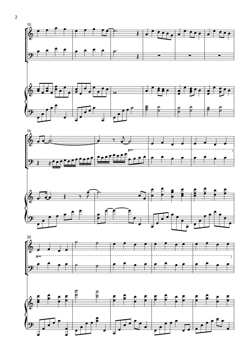 Partitura de Falling Slowly arreglada para trío de violín, violonchelo y piano