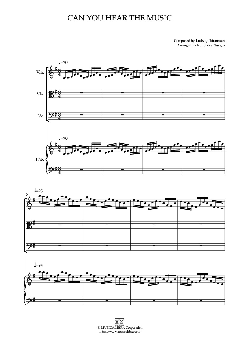 Oppenheimer Theme Can You Hear the Music 四重奏 乐谱 - 小提琴, 中提琴, 大提琴, 钢琴