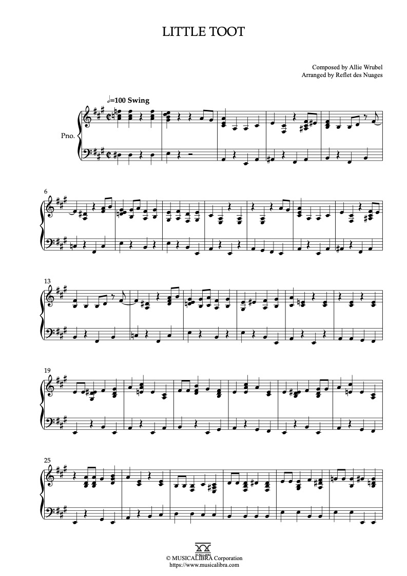 Melody Time Little Toot ピアノソロ 編曲 楽譜