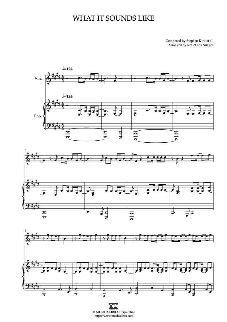 Partitura de KPop Demon Hunters What It Sounds Like arreglada para dueto de violín y piano