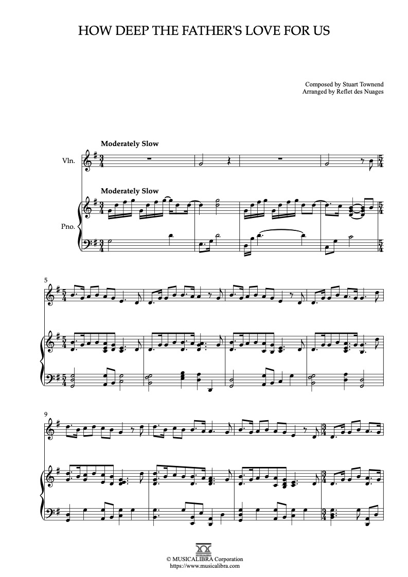 How Deep the Father's Love for Us 바이올린 피아노 듀엣 실내악 앙상블 편곡 악보