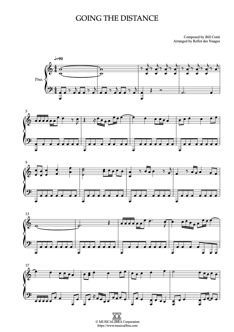 Partitura de Rocky Themes Going the Distance arreglada para piano solo