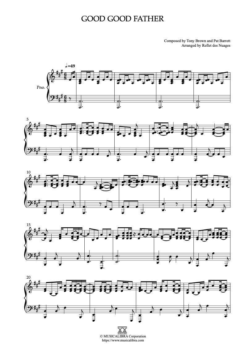 [PIANO SOLO SHEET MUSIC] Good Good Father : Musicalibra