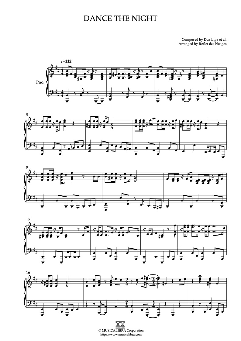 Free Dance The Night by Dua Lipa sheet music