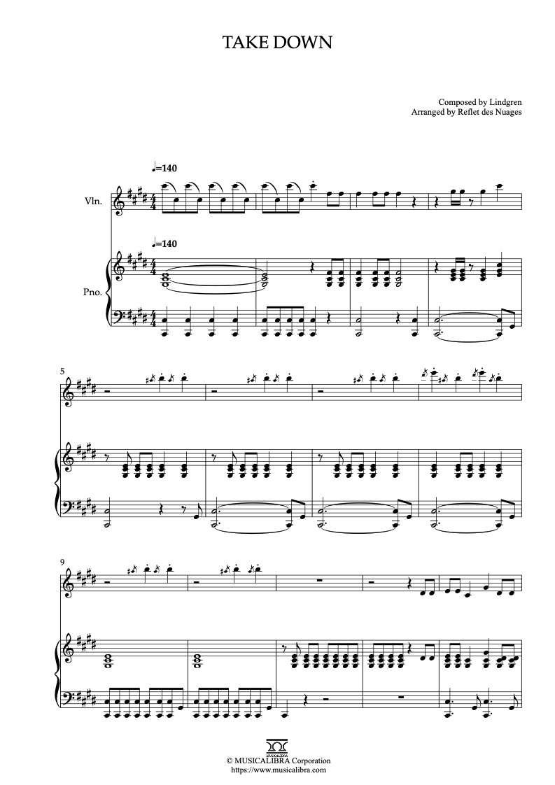 KPop Demon Hunters Take Down 二重奏 乐谱 - 小提琴, 钢琴