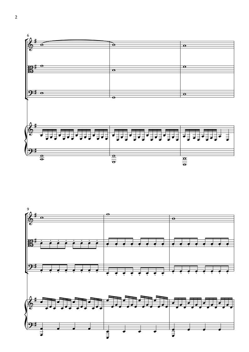Inception Themes Time 四重奏 乐谱 - 小提琴, 中提琴, 大提琴, 钢琴