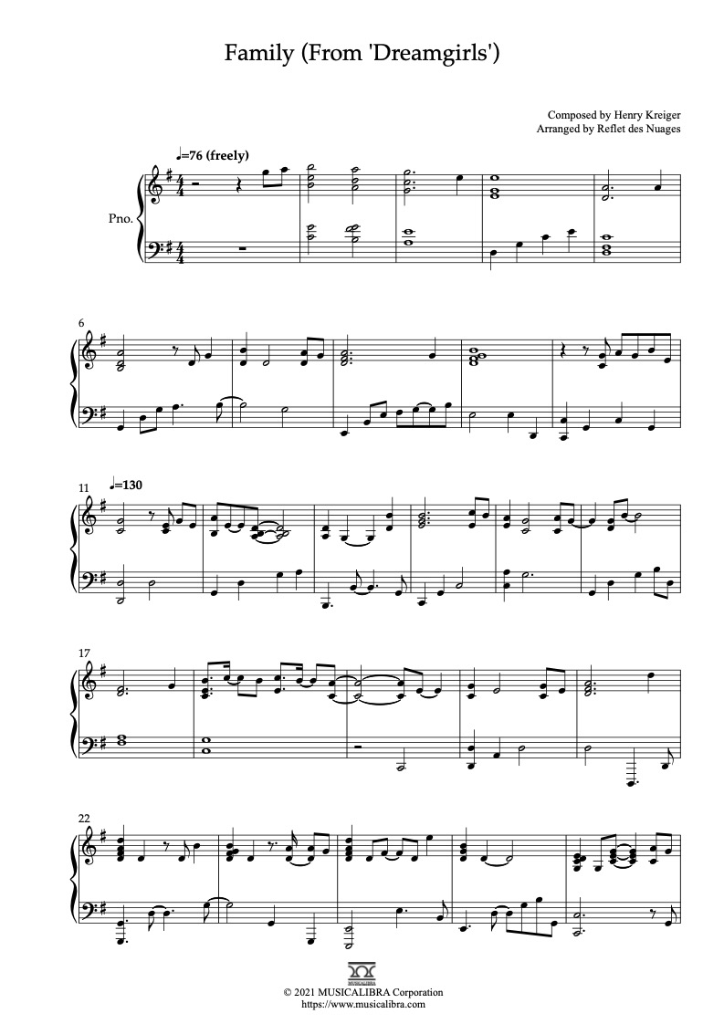 Family(Dreamgirls) 钢琴 独奏 乐谱
