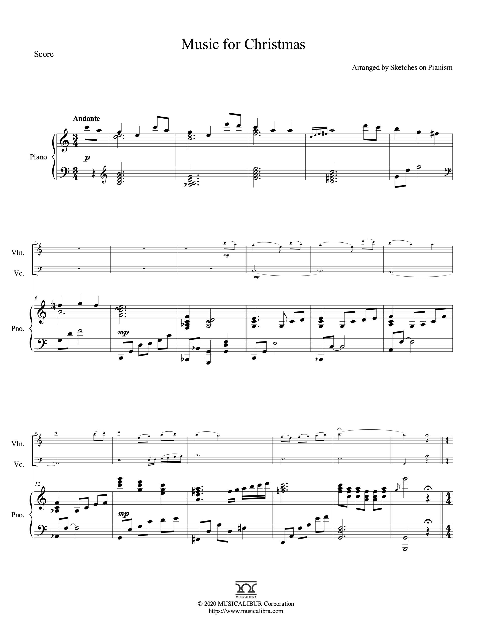 Music for Christmas 피아노 트리오 실내악 앙상블 편곡 악보