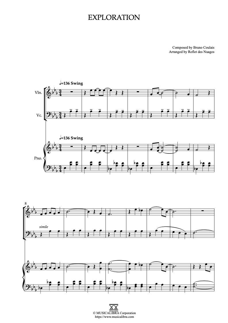 Coraline Exploration 編曲楽譜 - ヴァイオリン、チェロ、ピアノトリオ