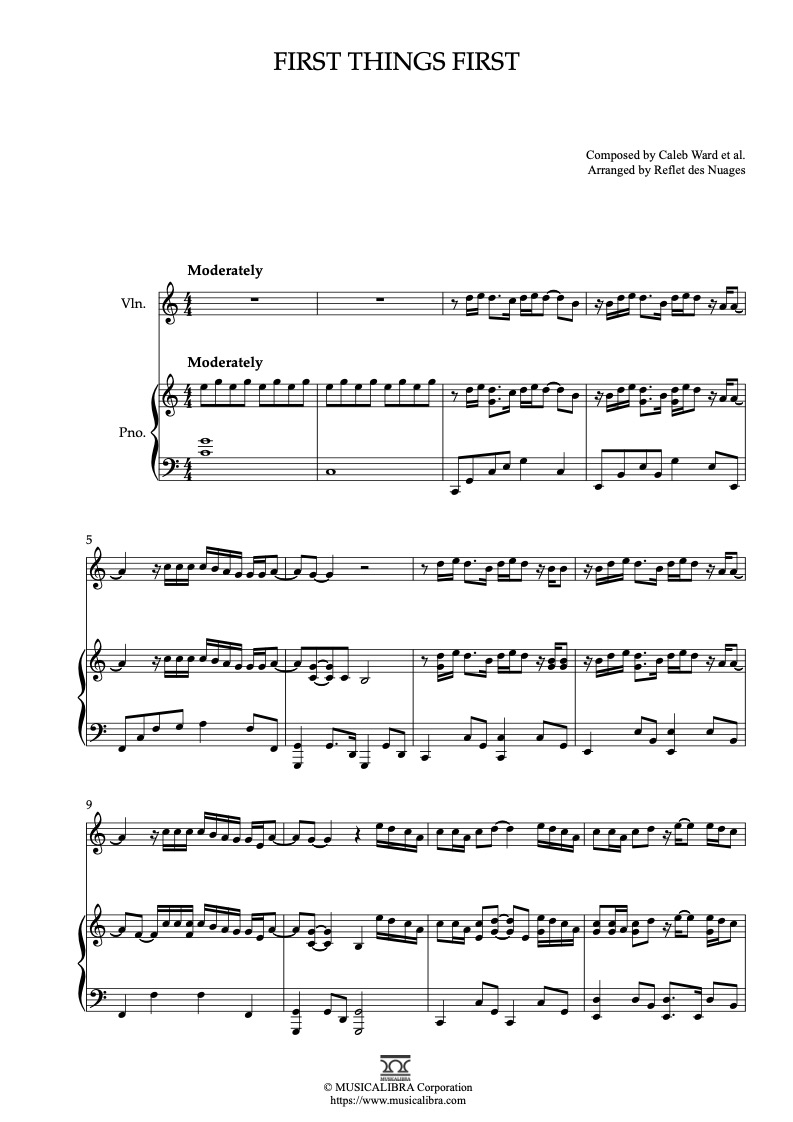 Consumed by Fire First Things First 二重奏 樂譜 - 小提琴, 鋼琴