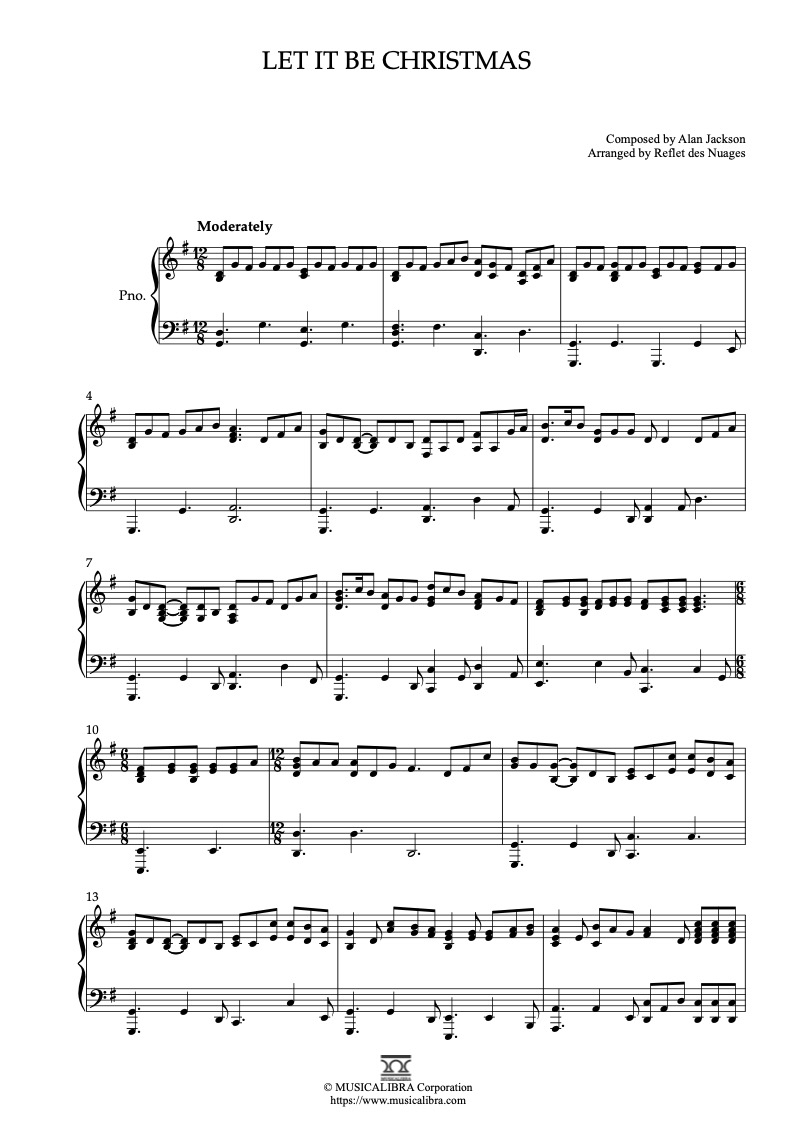 Alan Jackson Let It Be Christmas ピアノソロ 編曲 楽譜