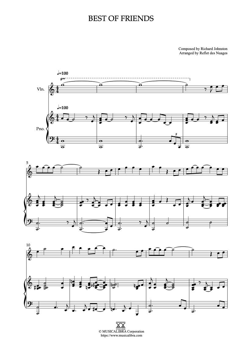Partitura de The Fox and the Hound Best of Friends arreglada para dueto de violín y piano