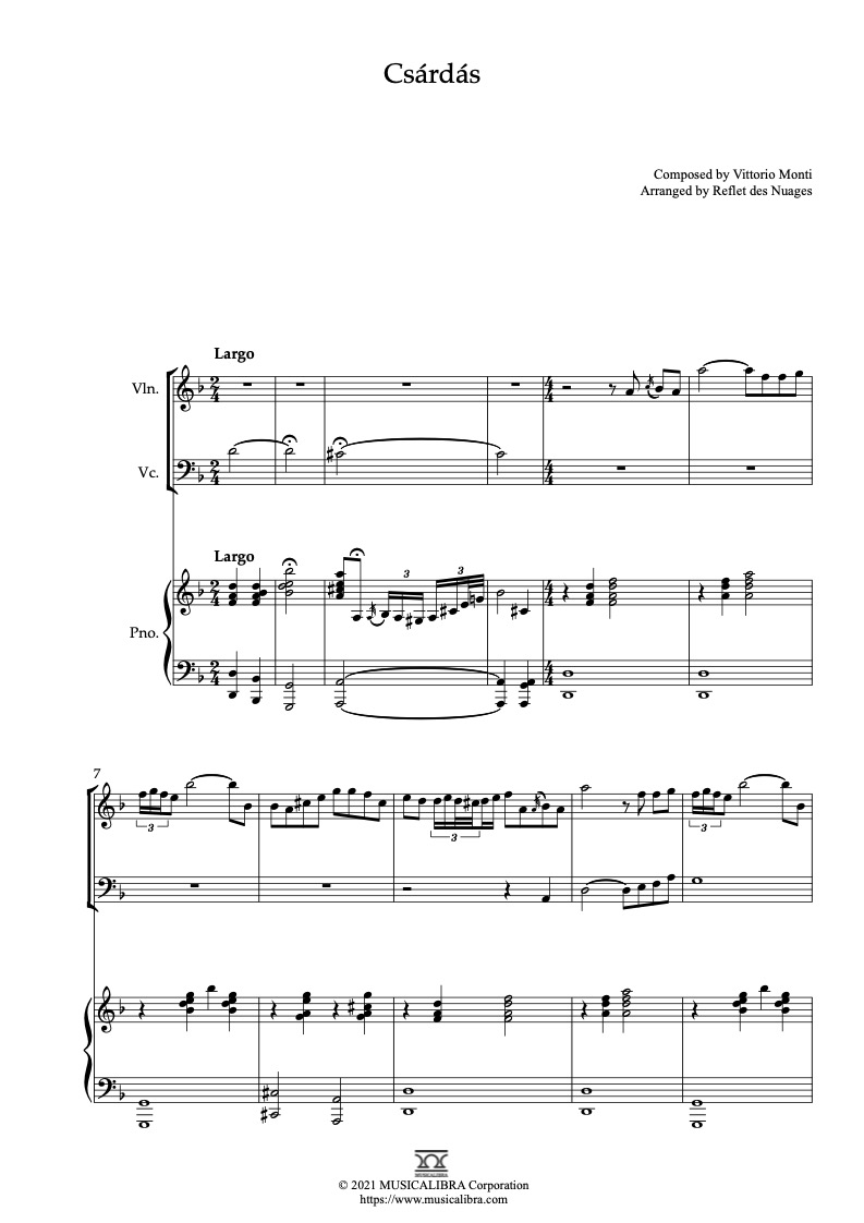 Csárdás 三重奏 乐谱 - 小提琴, 大提琴, 钢琴