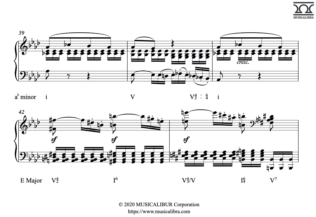 Answer of Harmonic Analysis Quiz about Secondary Dominant Chord. V43/V I64 V7