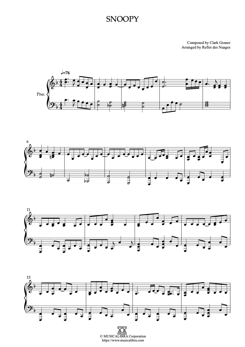 Snoopy ピアノソロ 編曲 楽譜