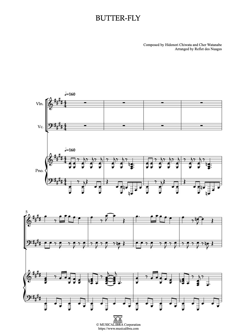 디지몬 어드벤처 デジモンアドベンチャ(Digimon Adventure) Butter-Fly 피아노 트리오 실내악 앙상블 편곡 악보
