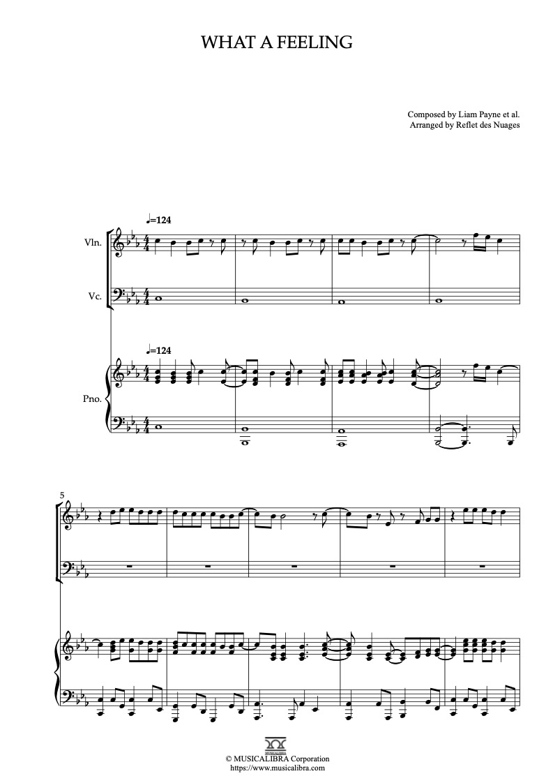 [TRIO SHEET MUSIC] What a Feeling - Violin, Cello and Piano Chamber ...