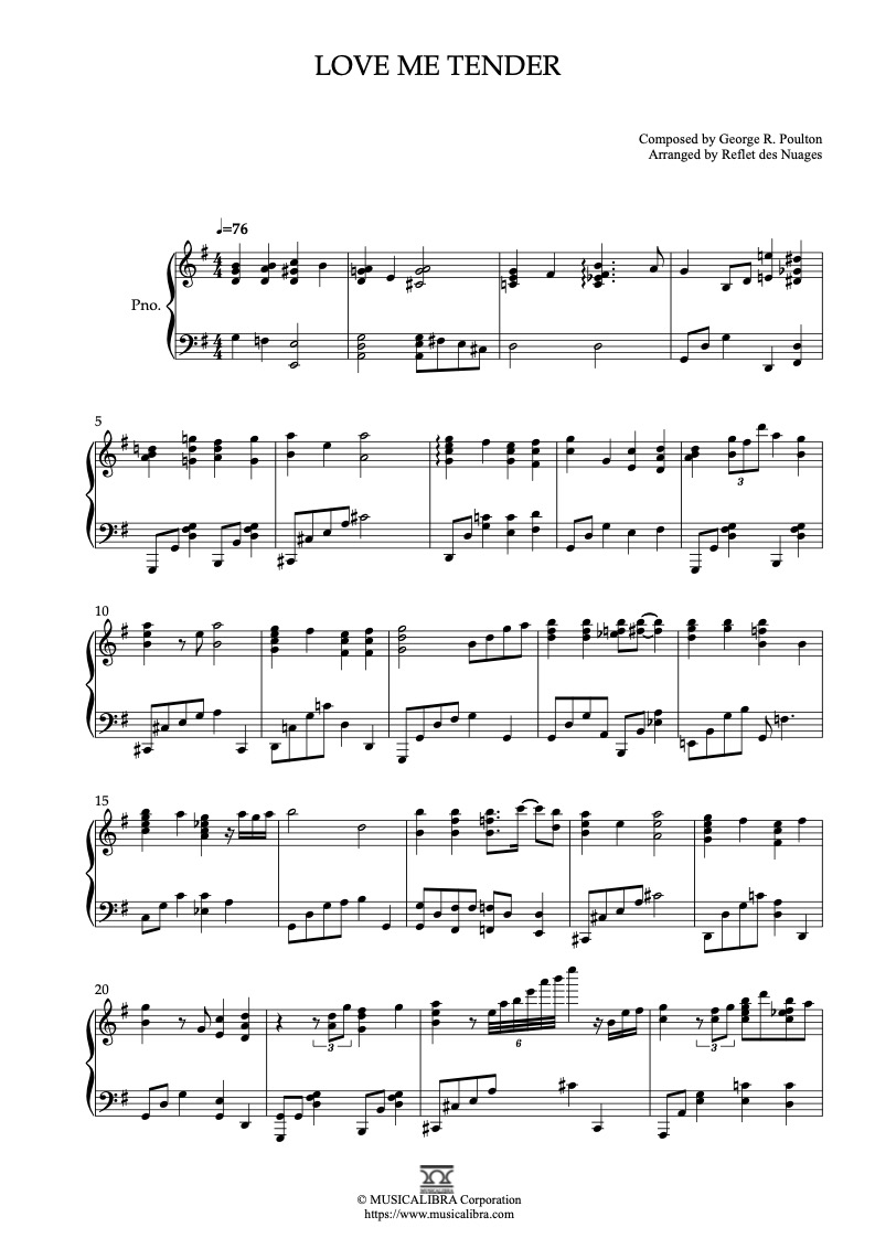 PIANO SOLO SHEET MUSIC] Love Me Tender : Musicalibra