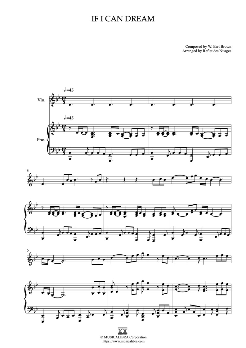 Partitura de Elvis Presley If I Can Dream arreglada para dueto de violín y piano