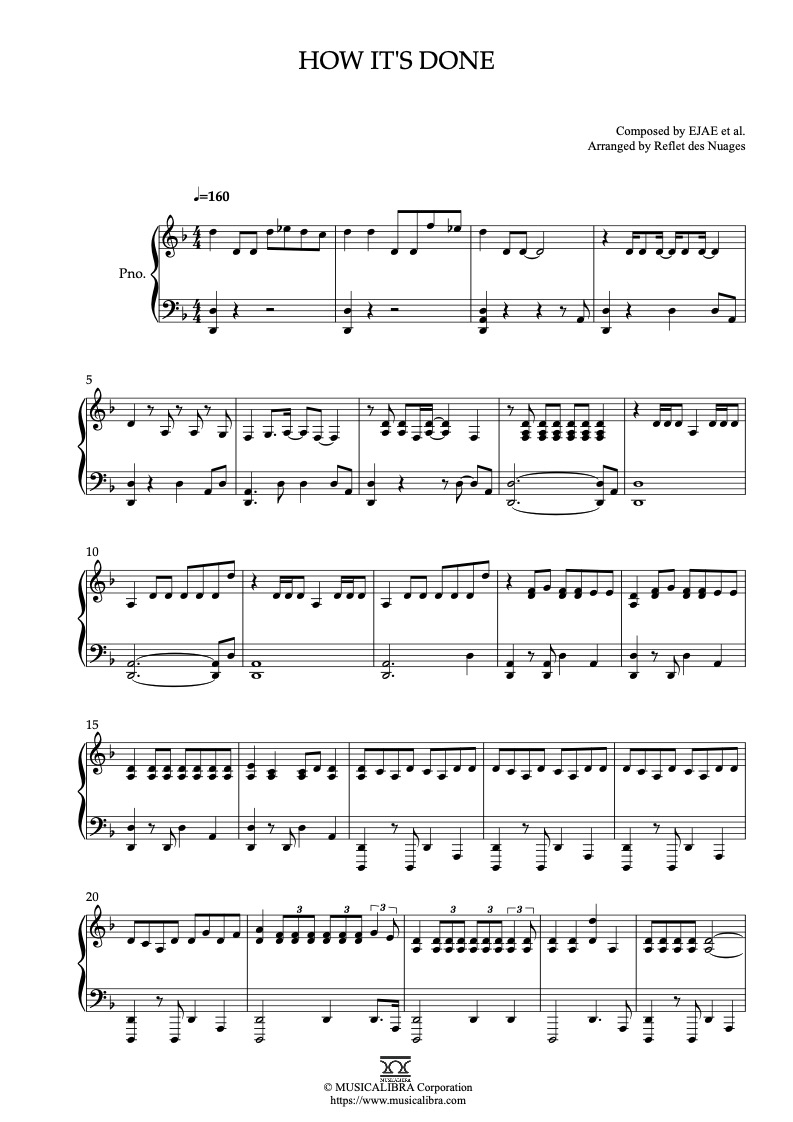Sheet music of KPop Demon Hunters How It's Done arranged for piano solo preview page 1