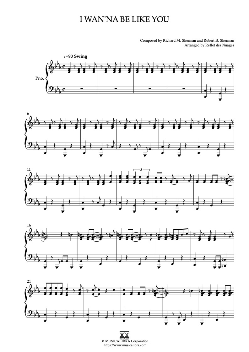 The Jungle Book I Wan’na Be Like You ピアノソロ 編曲 楽譜