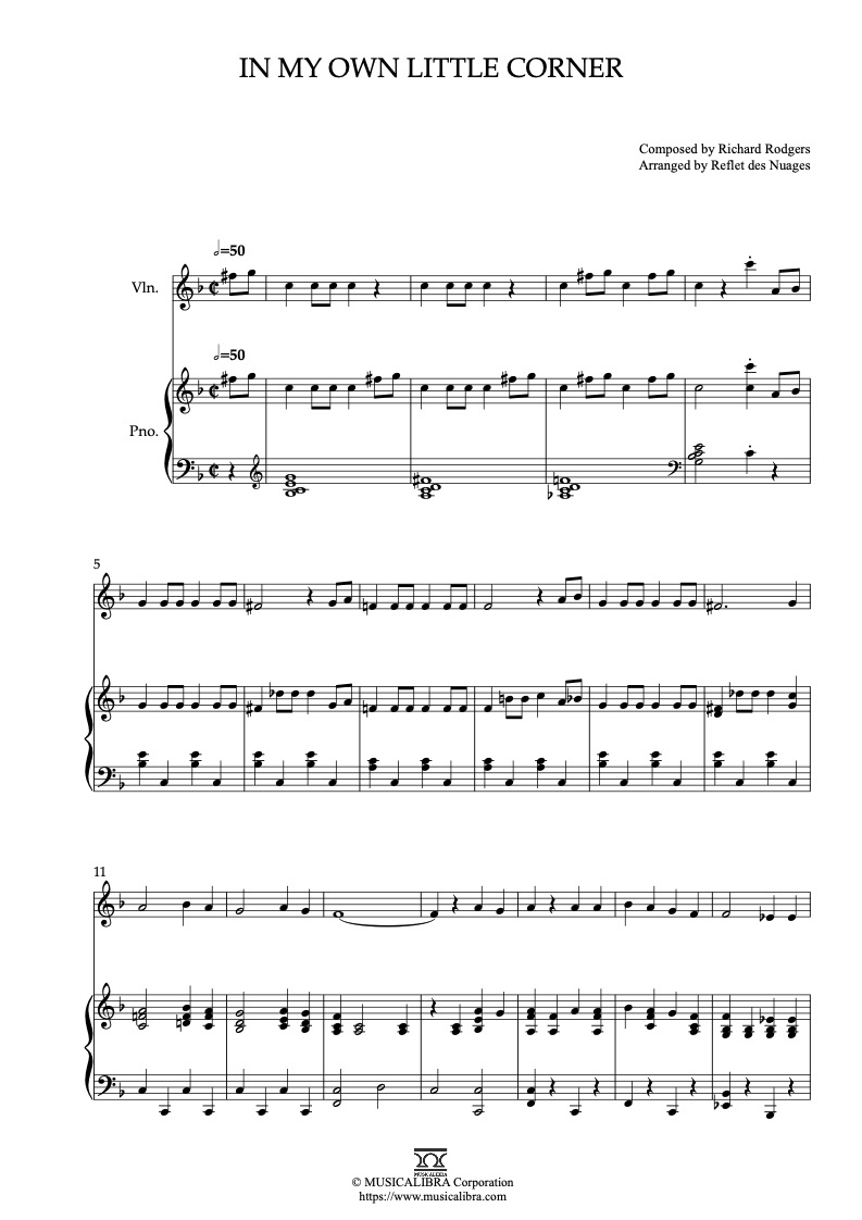 Sheet music of Invitation to Enchantment arranged for violin and piano duet preview page 1