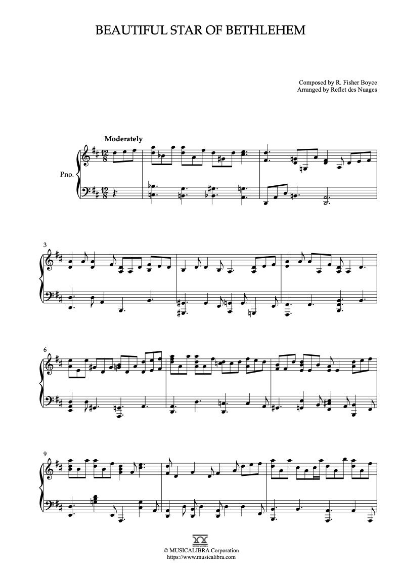 Beautiful Star of Bethlehem ピアノソロ 編曲 楽譜