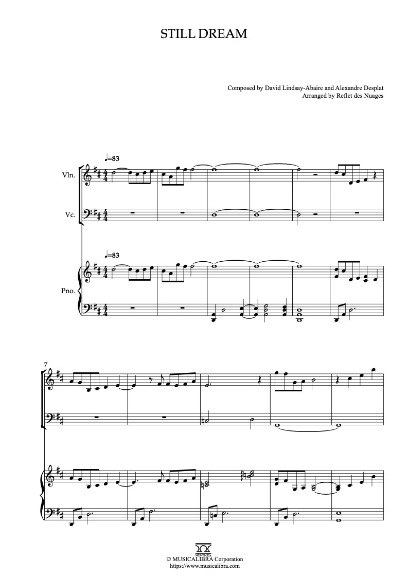 Sheet music of Maria Elena arranged for violin, cello and piano trio chamber ensemble preview page 1