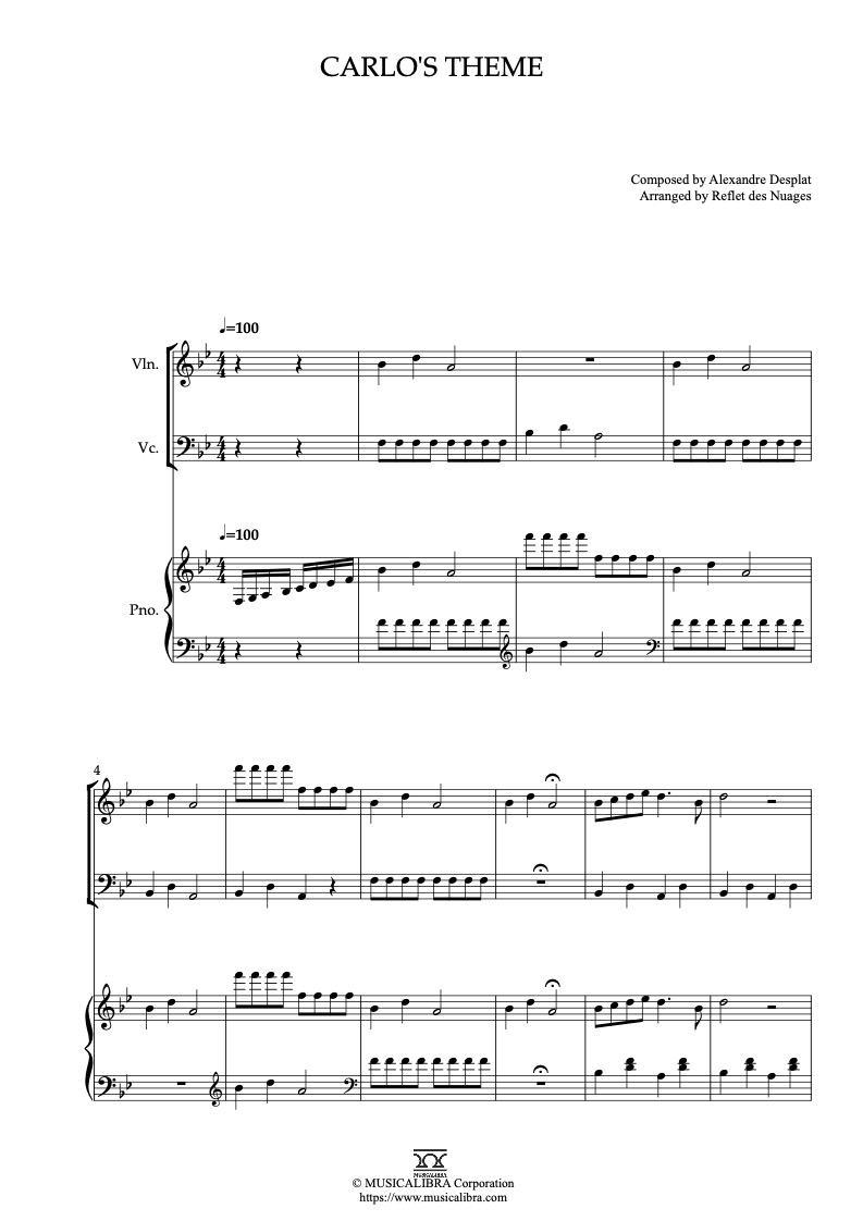 Guillermo del Toro's Pinocchio Carlo's Theme 三重奏 乐谱 - 小提琴, 大提琴, 钢琴