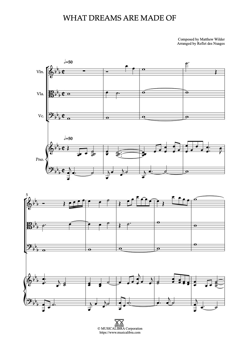 The Lizzie McGuire Movie What Dreams Are Made Of 四重奏 樂譜 - 小提琴, 中提琴, 大提琴, 鋼琴